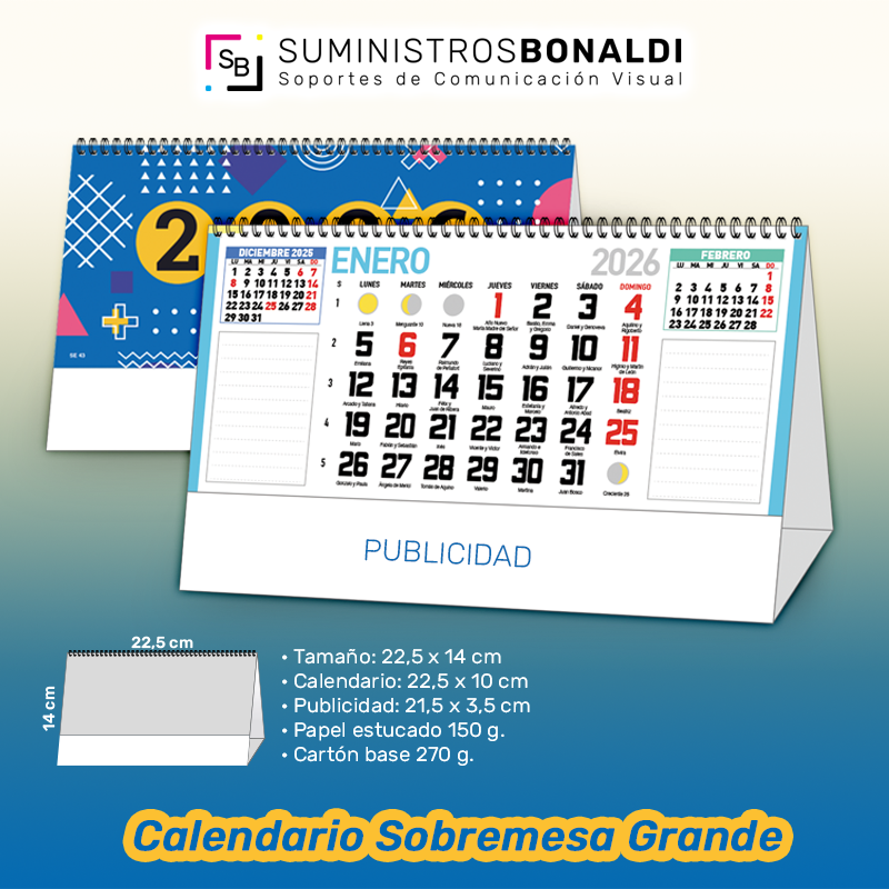 Calendario Sobremesa Neutro Wire-O 2026