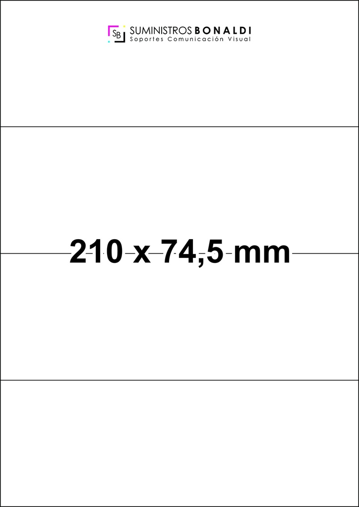 [45210745] Etiqueta Adhesiva Precortada - 4 Etiquetas/Hoja (210 x 74,5 mm, 100 Hojas)