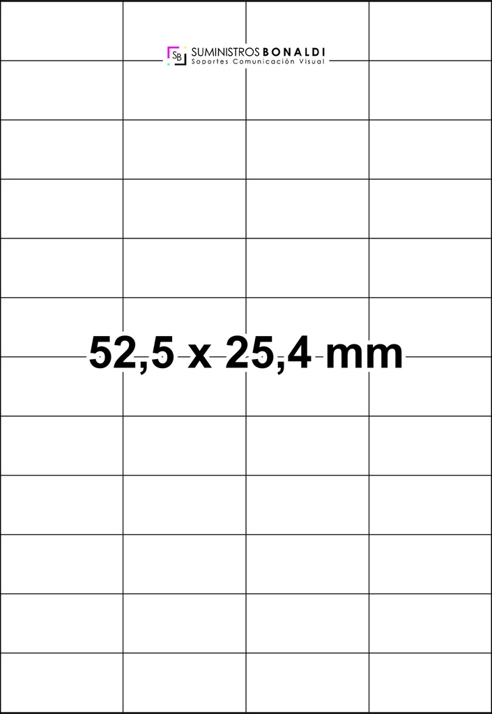 [45525254] Etiqueta Adhesiva Precortada - 44 Etiquetas/Hoja (52,5 x 25,4 mm, 100 Hojas)