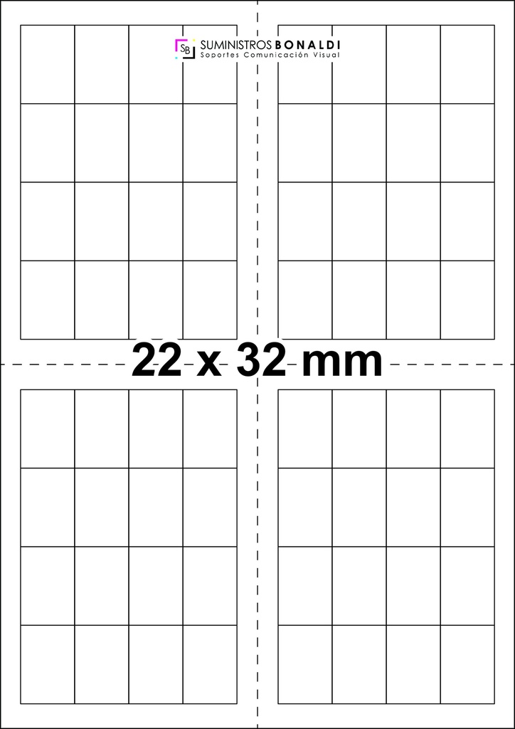 [452232C] Etiqueta Adhesiva Precortada - 64 Etiquetas/hoja (500 Hojas)