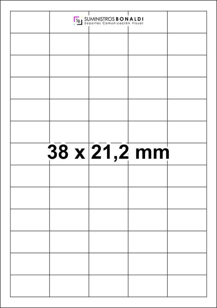 [4538212] Etiqueta Adhesiva Precortada - 65 Etiquetas/Hoja (38 x 21,2 mm, 100 Hojas)