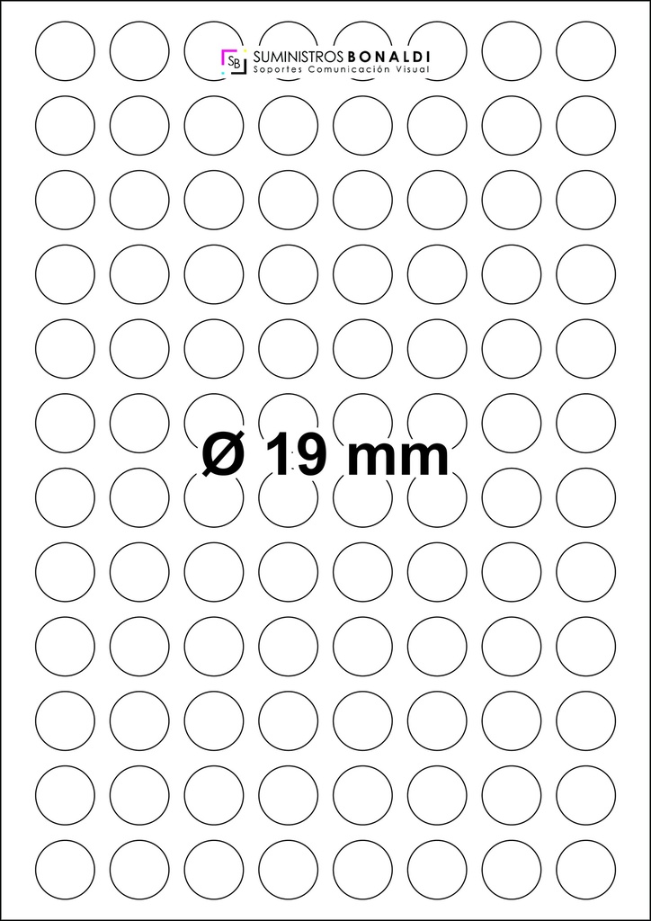 [45CIR19] Etiqueta Adhesiva Precortada Círculos (Ø19 (96 Etiquetas/Hoja), 100 Hojas)