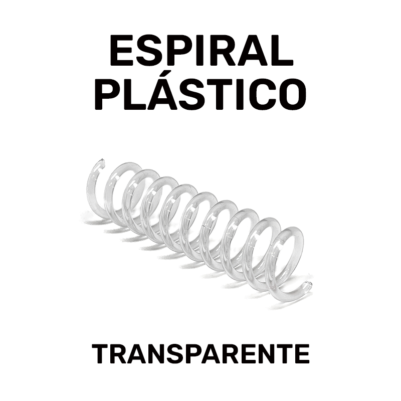 [22206CT] Espiral Plástico Colores (Paso 64 (5:1), 6 Ø (100 Uds), Transparente (Clear))