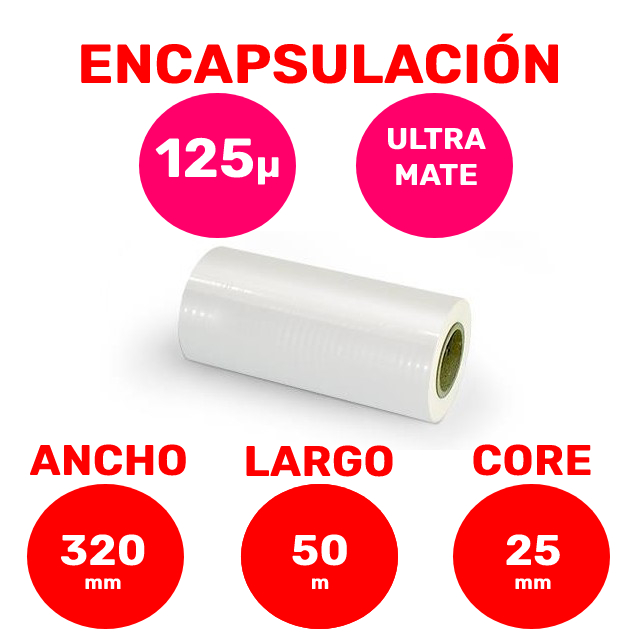 [29E12532050C25M] Bobina Encapsulación Ultra Mate Core 25  (320 mm, 50 m, 125µ)