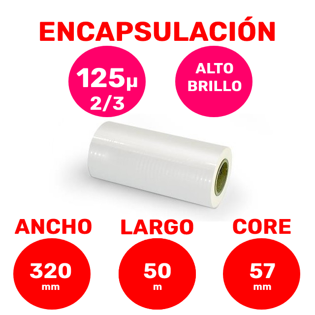 [29E12531050C57B] Bobina Encapsulación Alto Brillo Core 57 (310 mm, 57 mm, 50 m, 125µ)