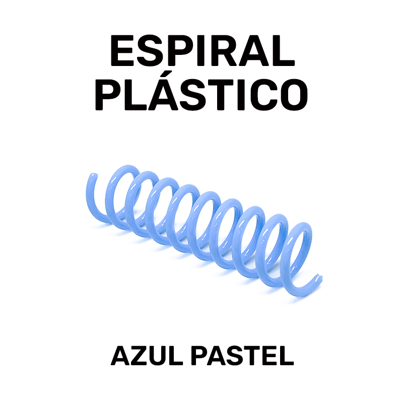 [22206CPAZ] Espiral Plástico Colores Pastel, Nature y Flúor (Paso 64 (5:1), 6 Ø (100 Uds), 5 Azul Pastel)