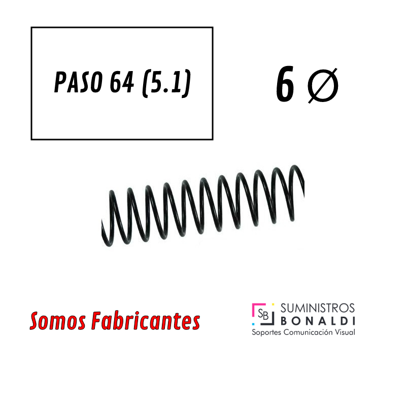 [20206] Espiral Metálica (Paso 64 (5:1), Negro, 6 Ø (200 uds), A4 (320 mm))