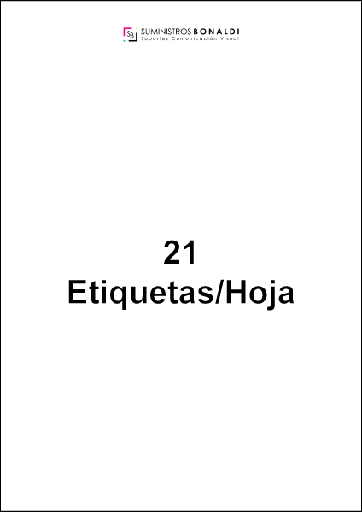 Etiqueta Adhesiva Precortada - 21 Etiquetas/Hoja